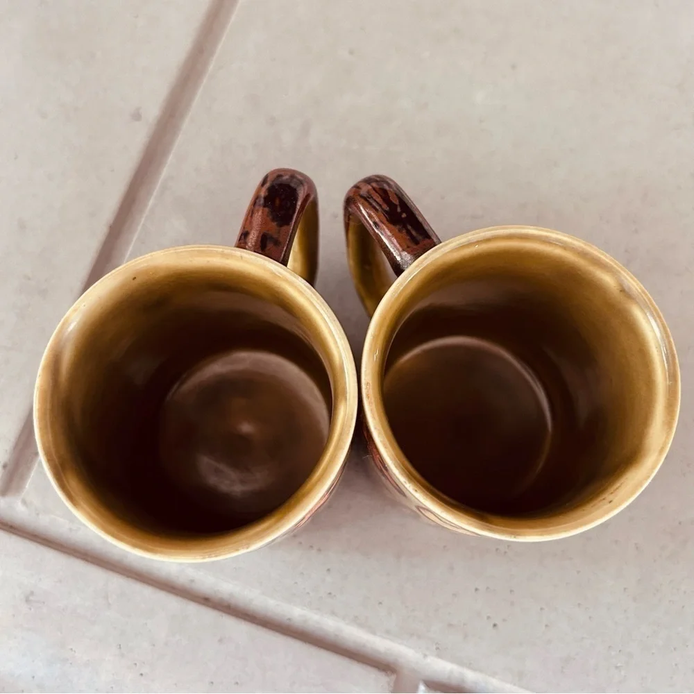Mid Century Tulips and Daisies Flower Mugs | Set of 2 |Coffee Cups Otagari Style